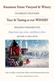 Karamoor Estate Winery Tour & Tasting Event 1/14/26